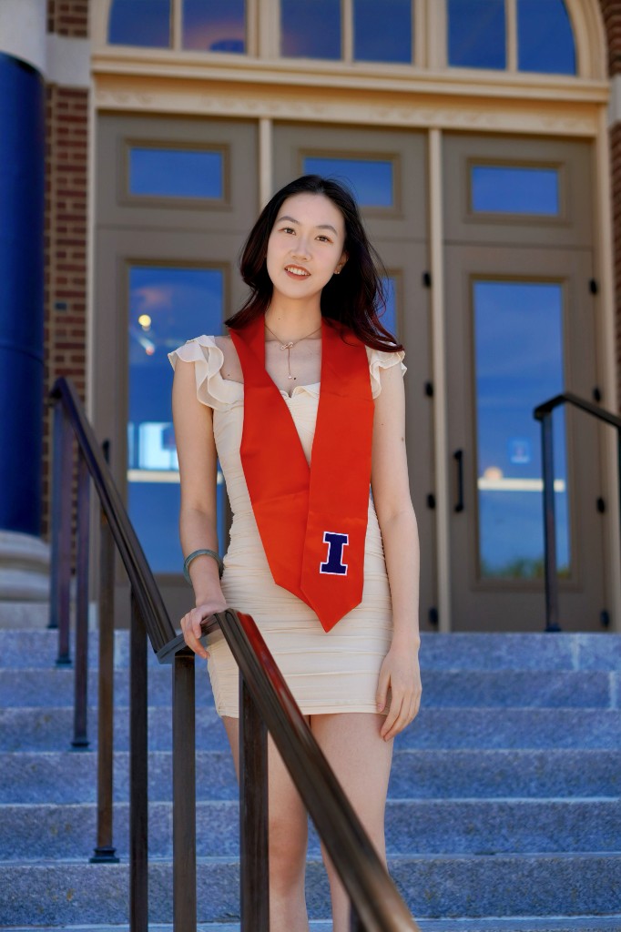 Angela Sun in graduation regalia at UIUC